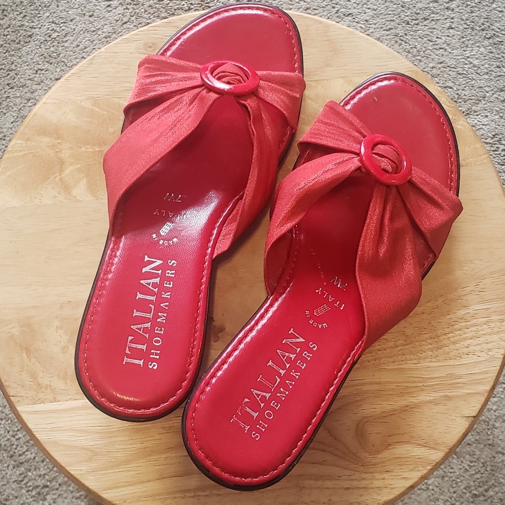 Red Italian Shoemakers Sandal wedges - Picture 1 of 7